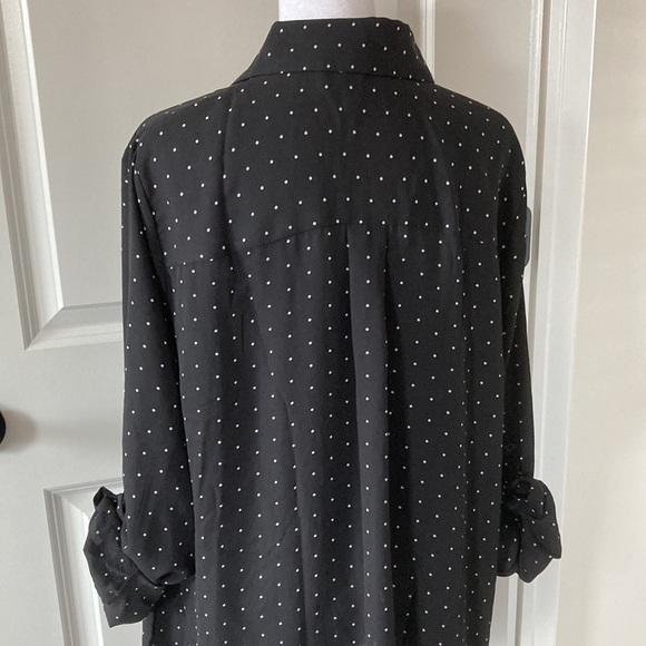 Lane Bryant 14 16 blouse polka dots black white long sleeves - Picture 11 of 13